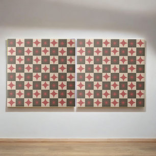 Retro Red Starburst kontrollerade Mid Century Mode Kakelplatta