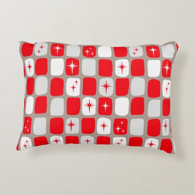 Retro Red Starbursts accent Pillow Prydnadskudde (Baksidan)