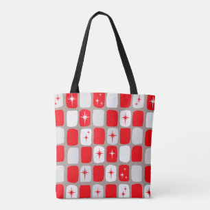 Retro Red Starbursts All-over Print Tote Bag Tygkasse