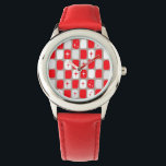 Retro Red Starbursts Barn Watch Armbandsur<br><div class="desc">Den här Retro Red and White Starbursts Barn Watch är en så fantastisk tidsålder att du inte kan begränsa din entusiasm. Och varför vill du det? Den moderna designen från 1960-talet har en mörk som är läcker grått-bakgrund och raderna med perfekt ofullständiga rektanglar i rött, vitt och rött grått. Kitschyvita...</div>