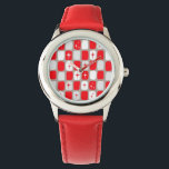 Retro Red Starbursts Barn Watch Armbandsur<br><div class="desc">Den här Retro Red and White Starbursts Barn Watch är en så fantastisk tidsålder att du inte kan begränsa din entusiasm. Och varför vill du det? Den moderna designen från 1960-talet har en mörk som är läcker grått-bakgrund och raderna med perfekt ofullständiga rektanglar i rött, vitt och rött grått. Kitschyvita...</div>