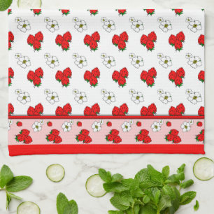 Retro Red Strawberry Patten Kitchen Towel Kökshandduk