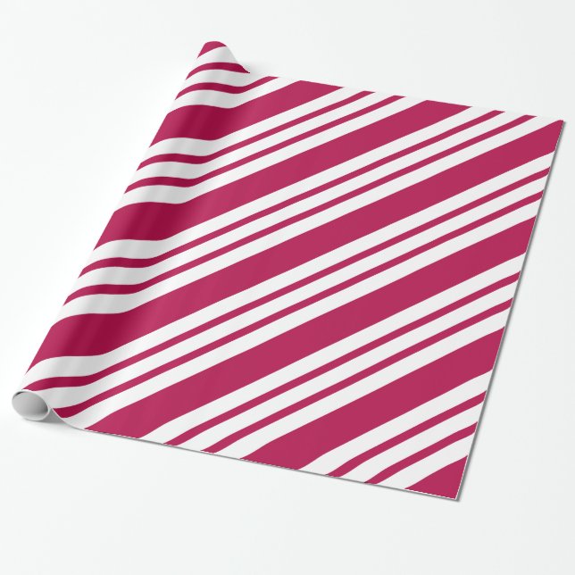 Retro Red Stripe-julgodis Papper. Presentpapper (Utrullad)