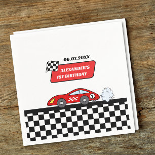 Retro Red tävling car-tävla-pojke 1:a födelsedag Pappersservett