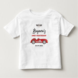 Retro Red Tävling Car Two Fast Boy 2 Birth T Shirt