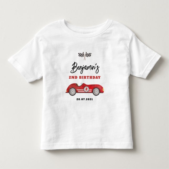 Retro Red Tävling Car Two Fast Boy 2 Birth T Shirt (Framsida)