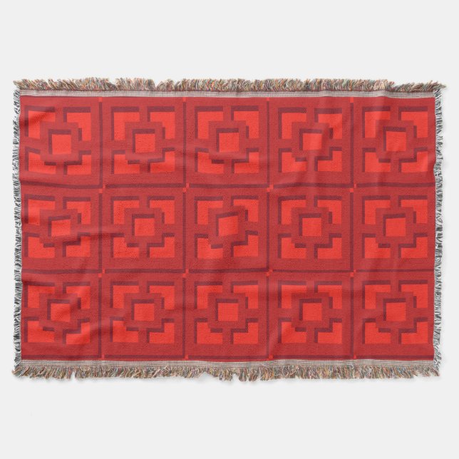 Retro Red Trellis Throw Blanket Filt (Framsidan)