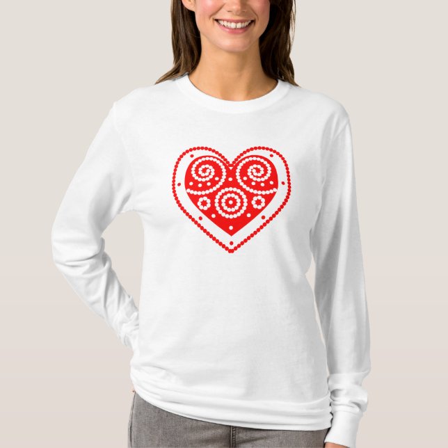 Retro Red Valentine Heart T-shirt (Framsida)