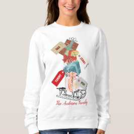 Retro Red White Cute Family Namn-julkvinnor T Shirt