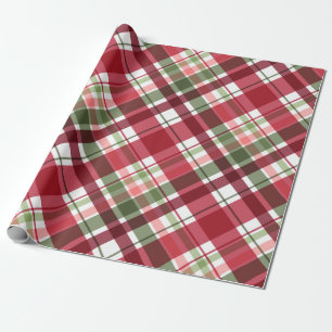 Retro Red White jul - nyår Tartan Play Presentpapper