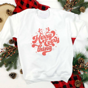 Retro Red White Merry allt God jul Lång Ärmad Tröja