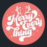 Retro Red White Merry allt God jul Runt Klistermärke<br><div class="desc">Retro Merry allt God jul! Det här är perfekt när som helst på året! Vare sig det är en helgdag eller inte,  är det ett utmärkt sätt att visa upp din julklapp. Ge dig själv,  vänner och familj en god jul!</div>