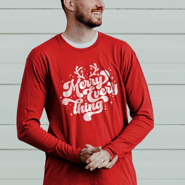 Retro Red White Merry allt God jul T Shirt (Retro Red White Merry everything Merry Christmas T-Shirt)