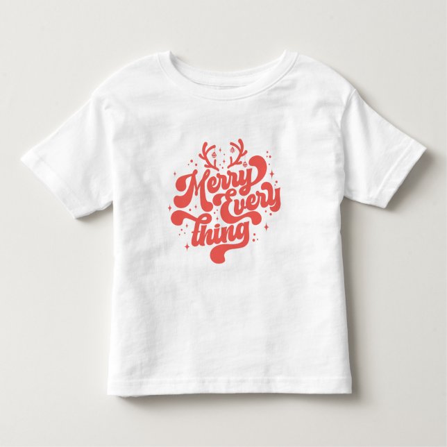 Retro Red White Merry allt God jul T Shirt (Framsida)