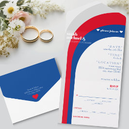Retro Red White och Blue Curved Arch Rand Bröllop