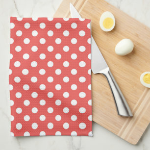 Retro Red & White Polka Dot Mönster Kökshandduk