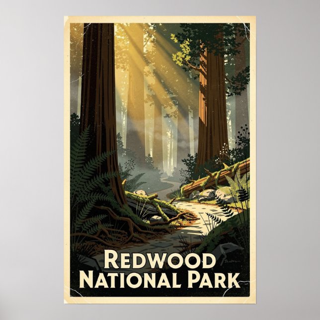 Retro Redwood National Park Poster (Framsidan)