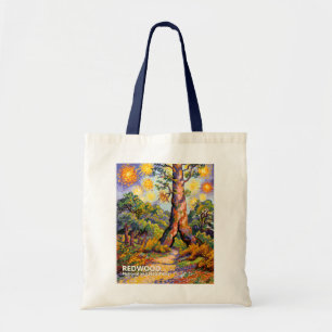 Retro Redwood Skog Färgstark Wilderness Van Gogh Tygkasse
