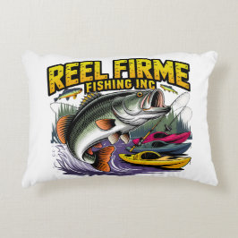 Retro "Reel Firme Fishing Inc" Bass & Kayak Ländry Prydnadskudde