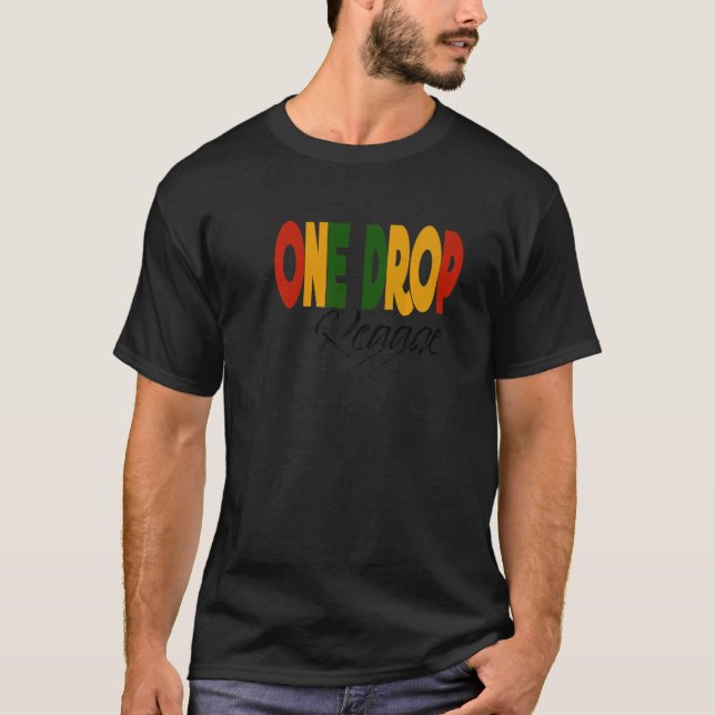 Retro Reggae Music One Drop Jamaica Roots & Cultur T Shirt (Framsida)