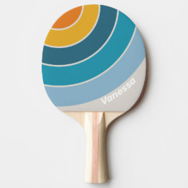 Retro regnbåg cirkelrand med namn pingisracket