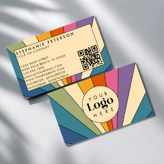 Retro Regnbåge Anpassad logotyp QR-kodmall Visitkort