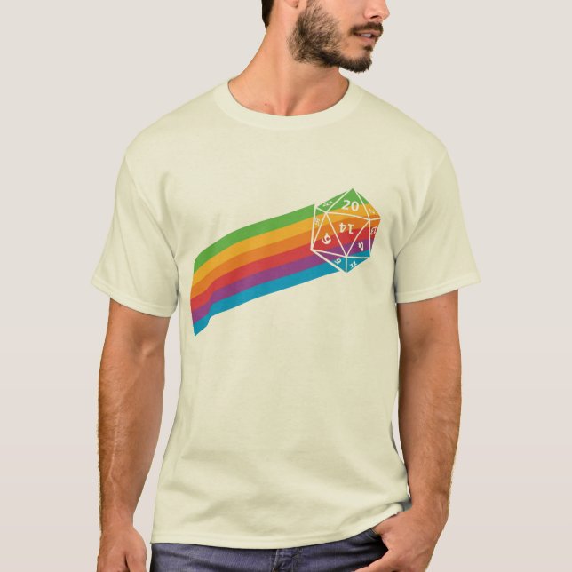 Retro regnbåge d20 tee shirt (Framsida)