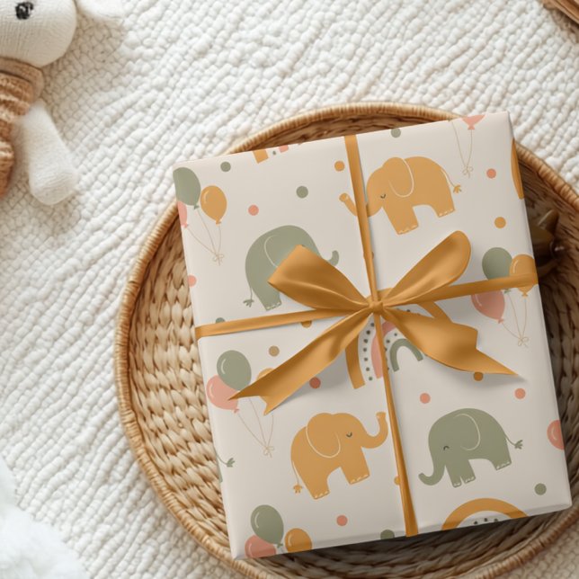 Retro regnbåge elefant Könsneutralt presentpapper (Skapare uppladdad)