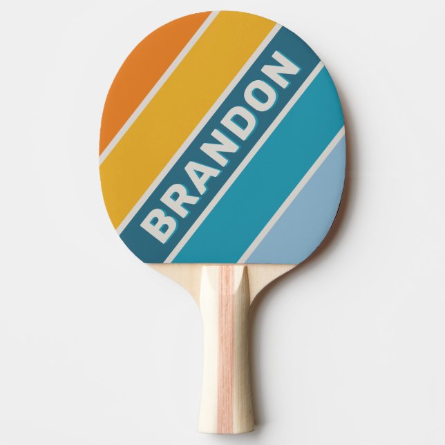 Retro Regnbåge Fet Randig med Namn Pingisracket (Framsidan)