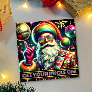 Retro Regnbåge Glitterboll Tomte Jul Disco Party Inbjudningar