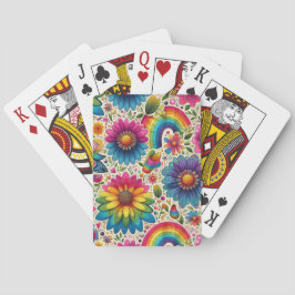 Retro regnbåge Hippie Blommig Casinokort