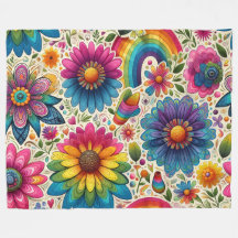 Retro regnbåge Hippie Blommig