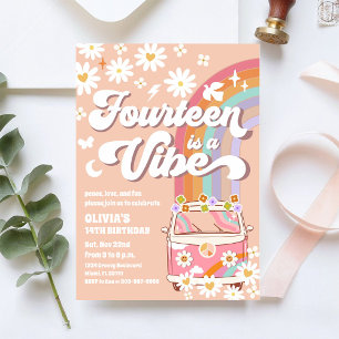 Retro Regnbåge Hippie Födelsedagsinbjudan Inbjudningar