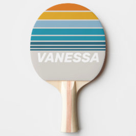 Retro Regnbåge Horisontell Randig med Namn Pingisracket
