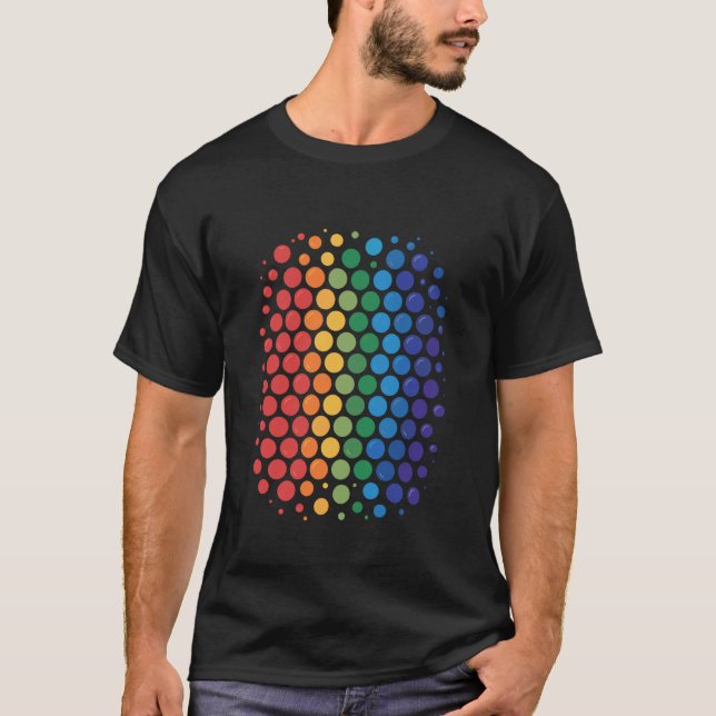 Retro regnbåge Rasterpunktsgaller T Shirt (Framsida)