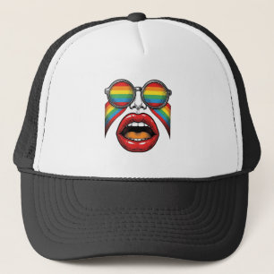 Retro regnbåge solglasögon läppar ansikte vektor d keps