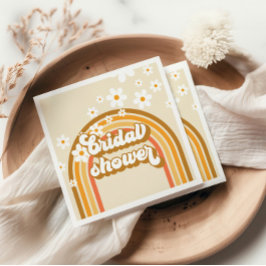 Retro regnbåge tusenskönast groovy bröllopsdusch pappersservett