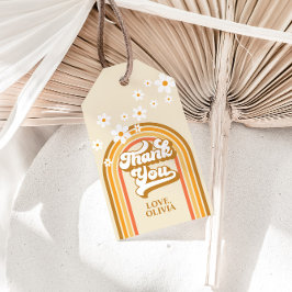 Retro regnbåge tusenskönor groovy bröllopsfest presentetikett