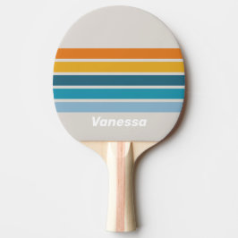 Retro regnbåge tvärs över med namn pingisracket