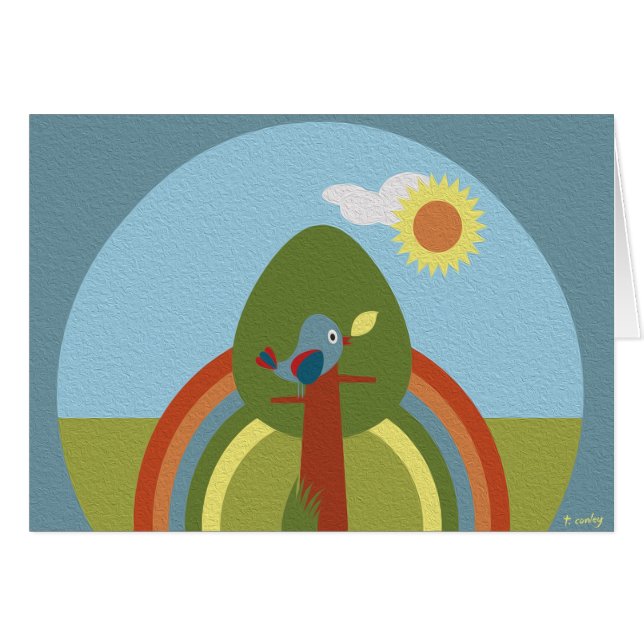 Retro regnbågefågel hälsningskort (Framsidan Horizontal)
