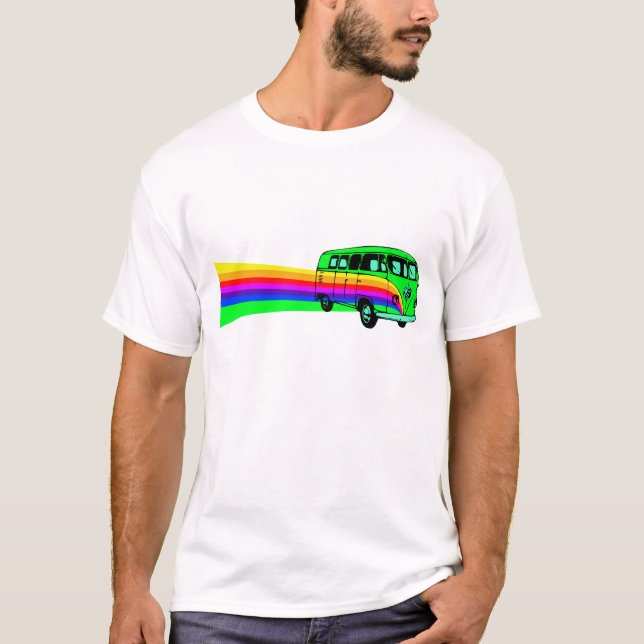 Retro regnbågevintageskåpbil tee shirt (Framsida)