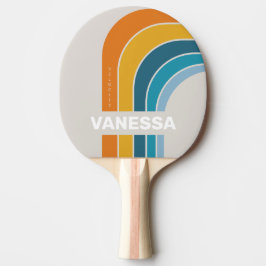 Retro regnbågsbåge med namn pingisracket