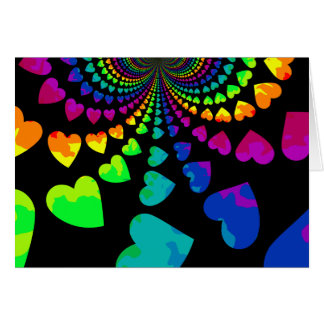 Retro-regnbågshjärtan - tomt tillfällen OBS kort