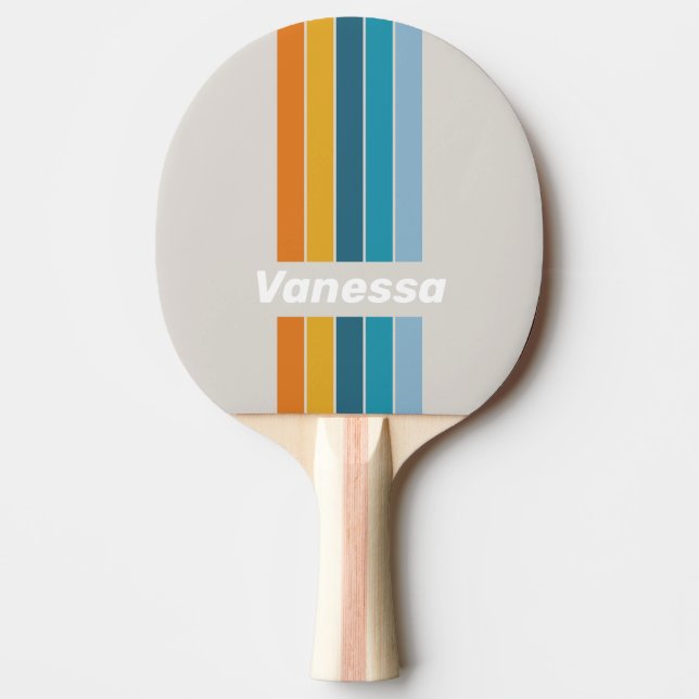 Retro Regnbågsnål med Randdekor och Namn Pingisracket (Framsidan)