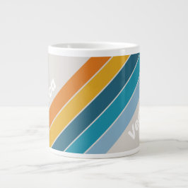 Retro regnbågsränder med namn jumbo mugg