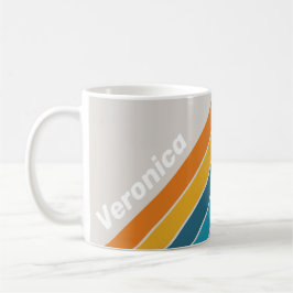 Retro regnbågsränder med namn kaffemugg