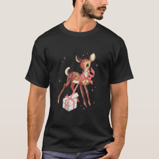 Retro Reindeer Baby Hjort Rosa Coquette Bow Matchi T Shirt