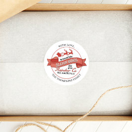 Retro Reindeer jul Red Anpassningsbar Runt Klistermärke