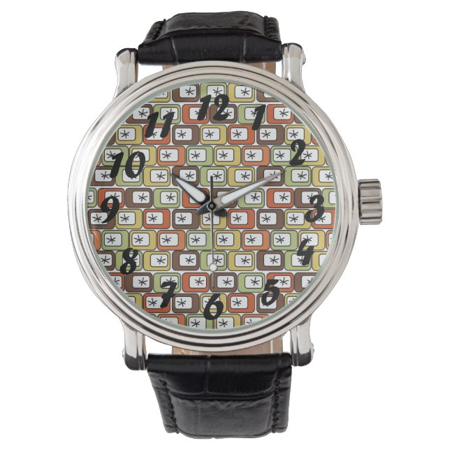 Retro-rektanglar med stjärnsprängningar armbandsur (Framsida)