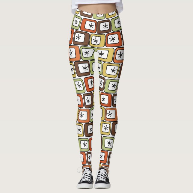 Retro-rektanglar med stjärnsprängningar leggings (Framsida)